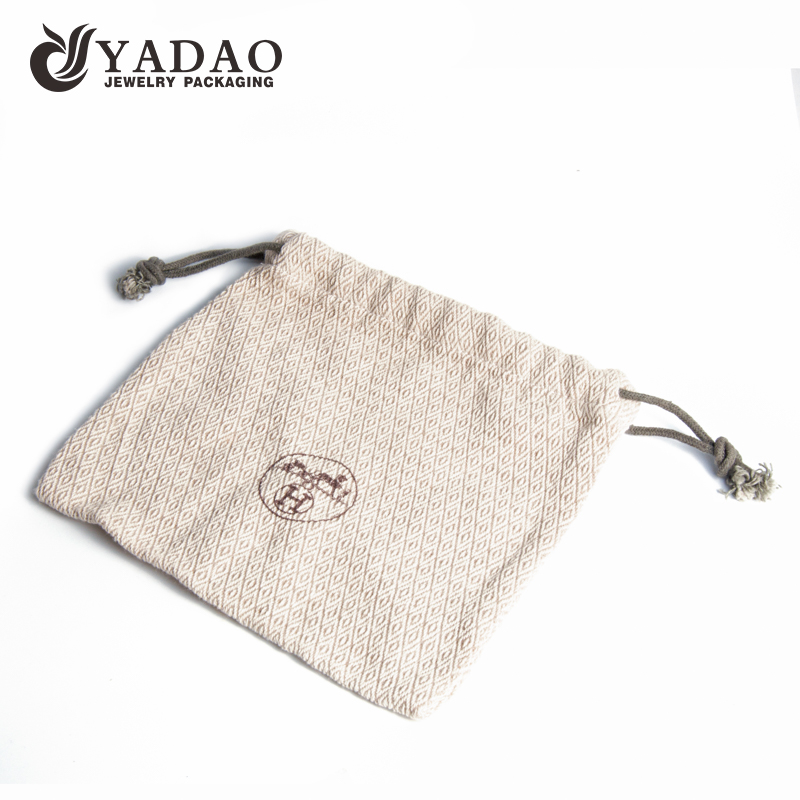 Yadao Fine and elegant pure colors to order Jute linen jewelry gift case for jewelry and gift