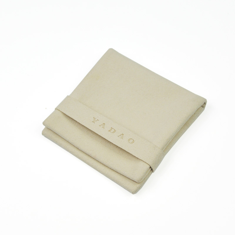 Bolsa de joyería de microfibra blanca Yadao de doble tamaño con bolsa de bolsillo pequeña de cinta