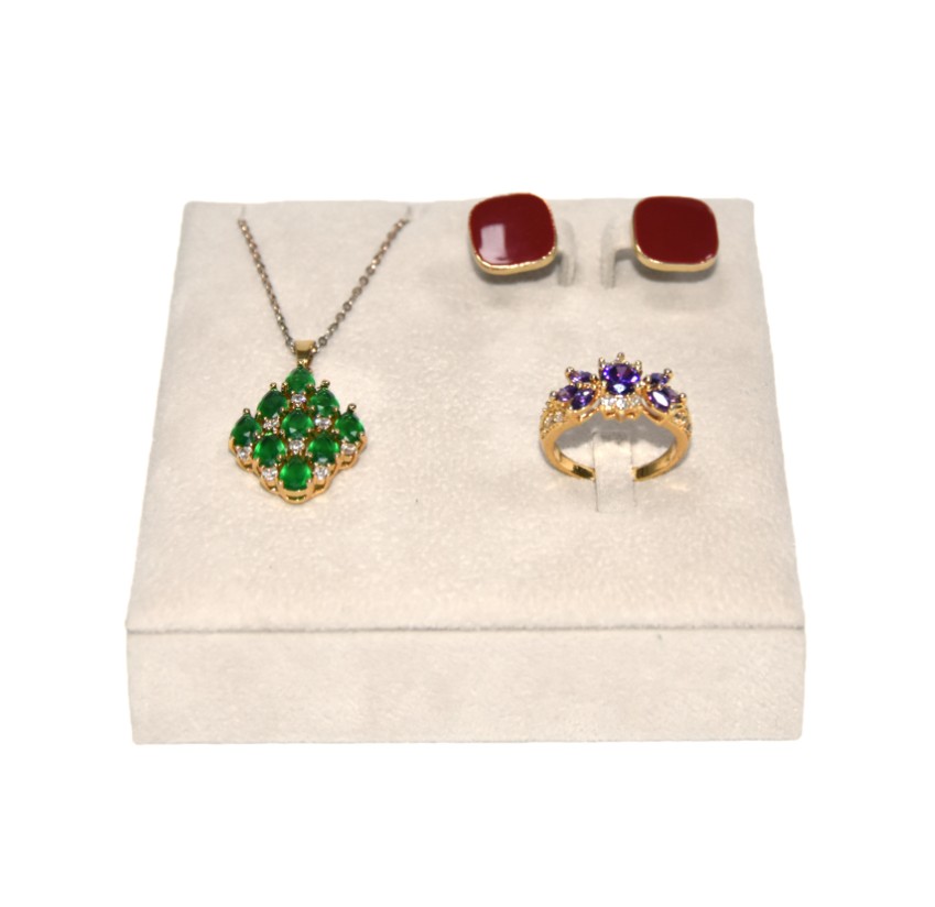Yadao venta al por mayor de lujo personalizado anillo de terciopelo pendiente y colgante de joyería conjunto de soporte de exhibición
