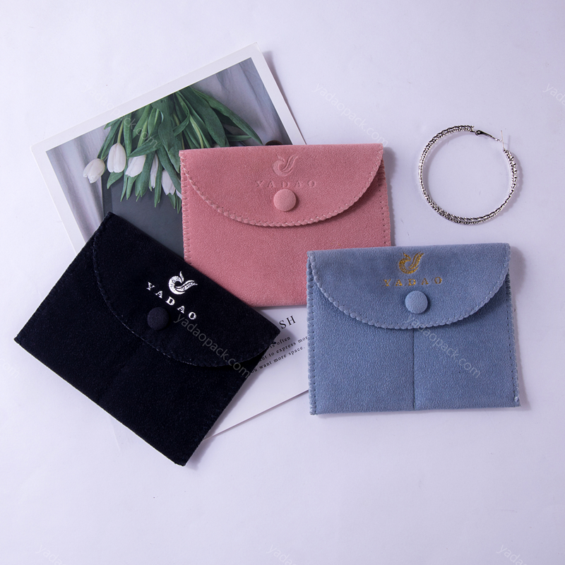 Yadao classical button pouch velvet packaging bag jewelry pouch with divider inside and free logo finished