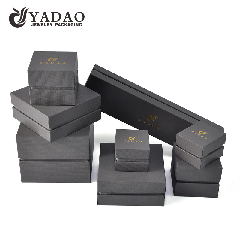 Yadao personalizado caixa de embalagem veludo dentro da caixa de jóias caixa cinza com tampa separada