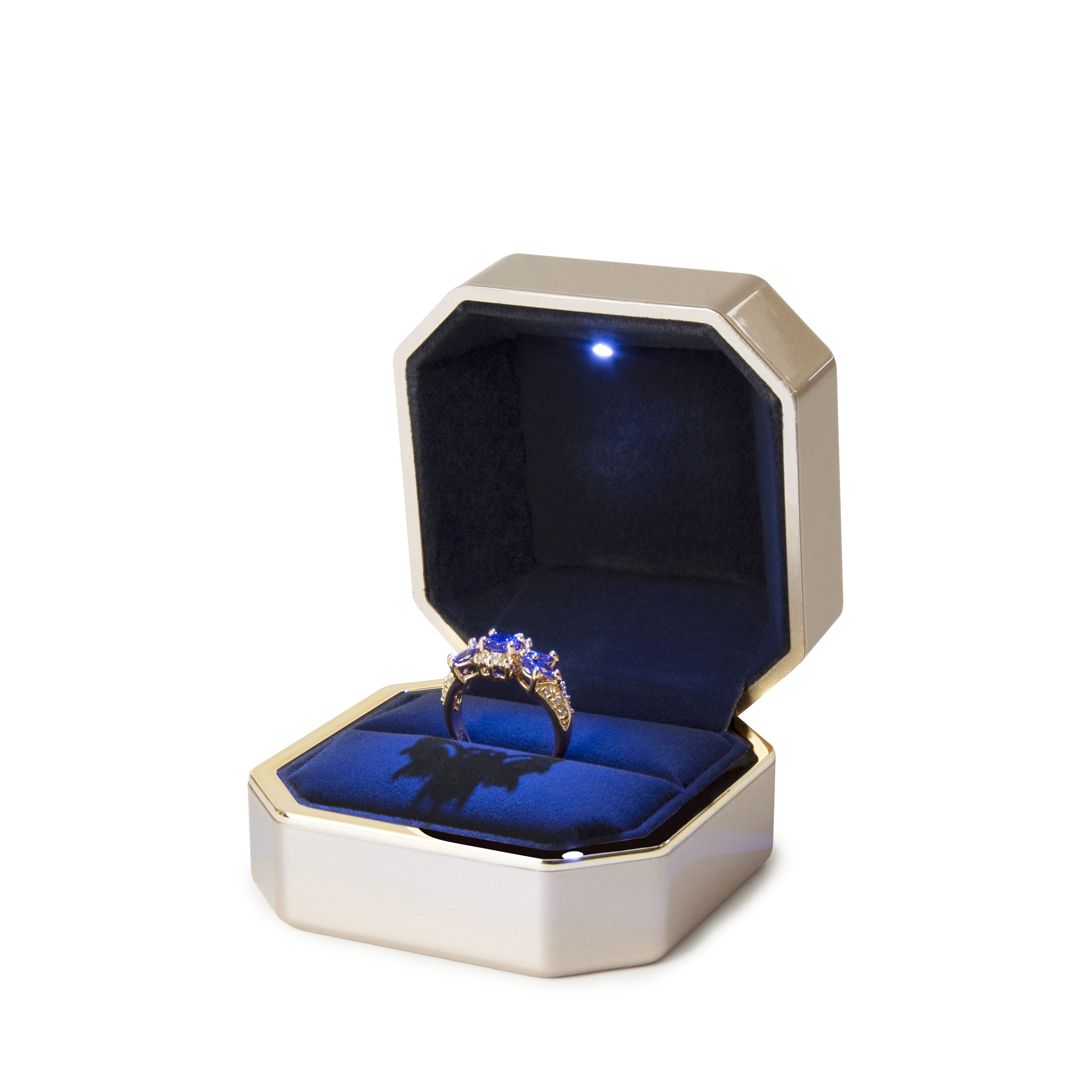 Yadao handmade personalizar cor laca LED caixa de anel de jóias embalagem com logotipo