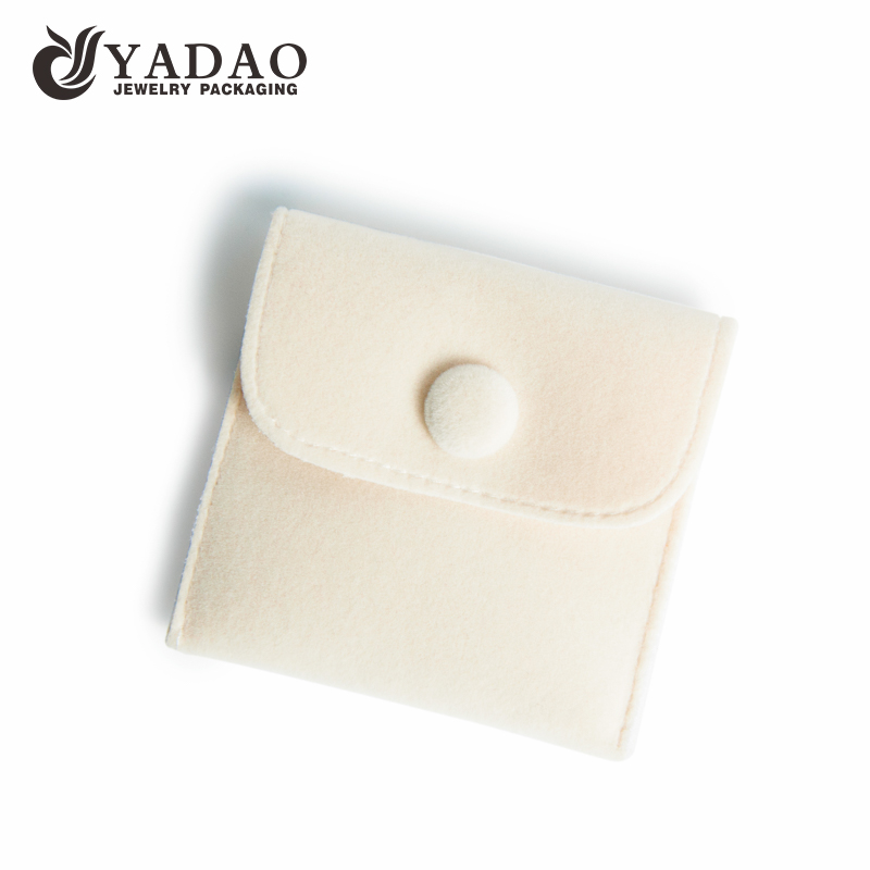 Yadao pochette en velours fait à la main sac d'emballage de bijoux pochette à fermeture à pression avec logo personnalisé