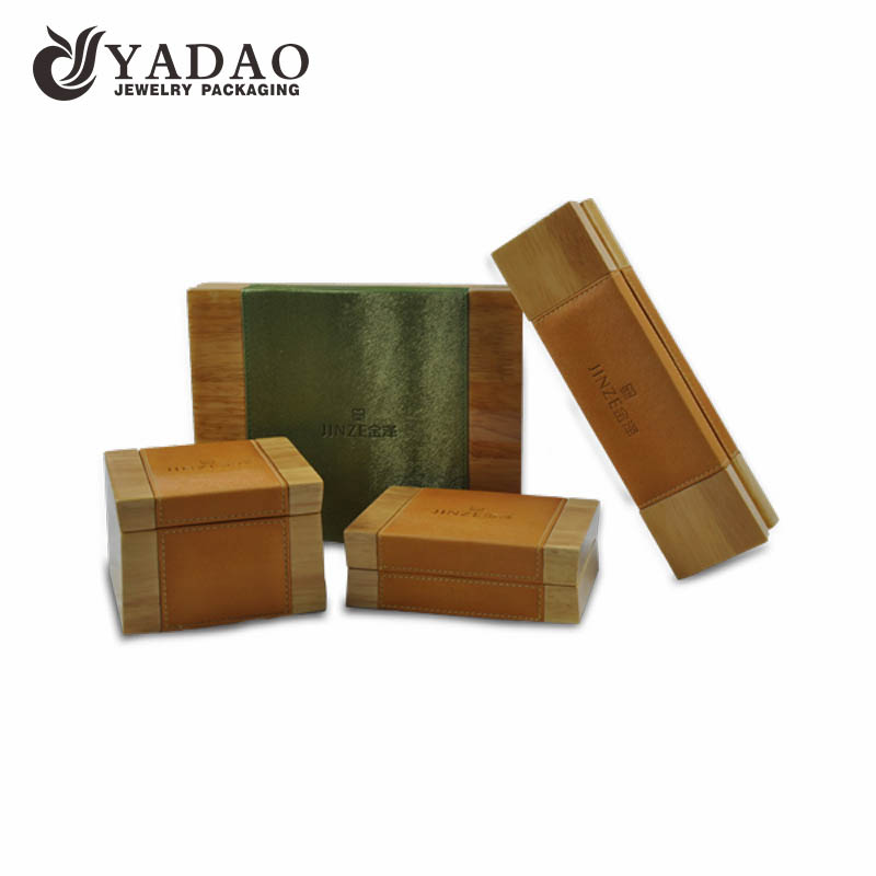 Caja de envasado de joyas de caja de madera de Yadao de lujo con costuras de terciopelo para decorar