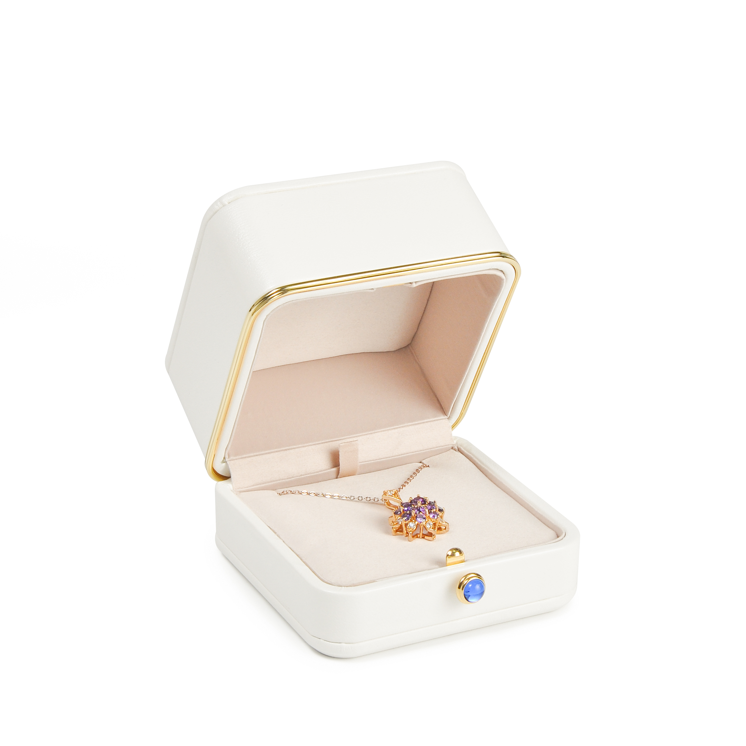 Yadao fabricar caixa de pingente branco Pu embalagem de jóias de couro com logotipo para o casamento