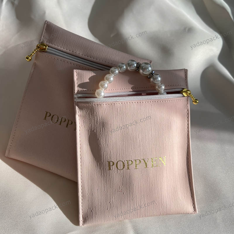 Yadao New Avrrival Pu Poche en cuir Pouch à bijoux rose doux emballage sac pochette avec fermeture à glissière
