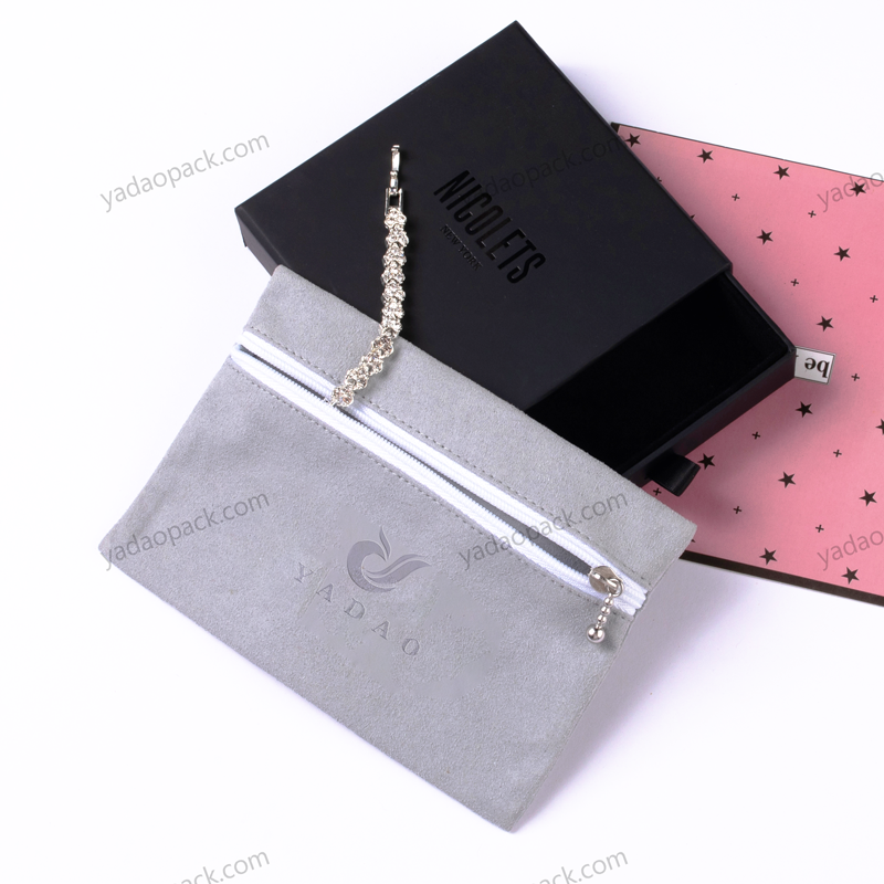 Yadao NewDesign Packaging Pouch Zipper Bag Microfiber Jewelry Bag Bolsa con logo debossed