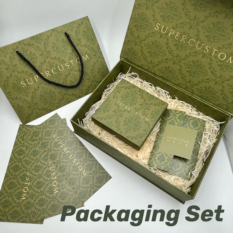 Yadao personalized packaging set with paper box customized gift bag cards green magnet box