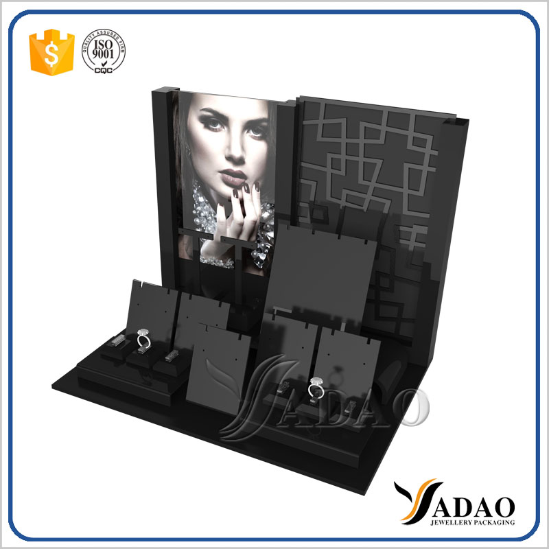noir mat affichage de bijoux acrylique vitrine bijoux vitrine des bijoux de comptoir set finition acrylique mat d'affichage acrylique