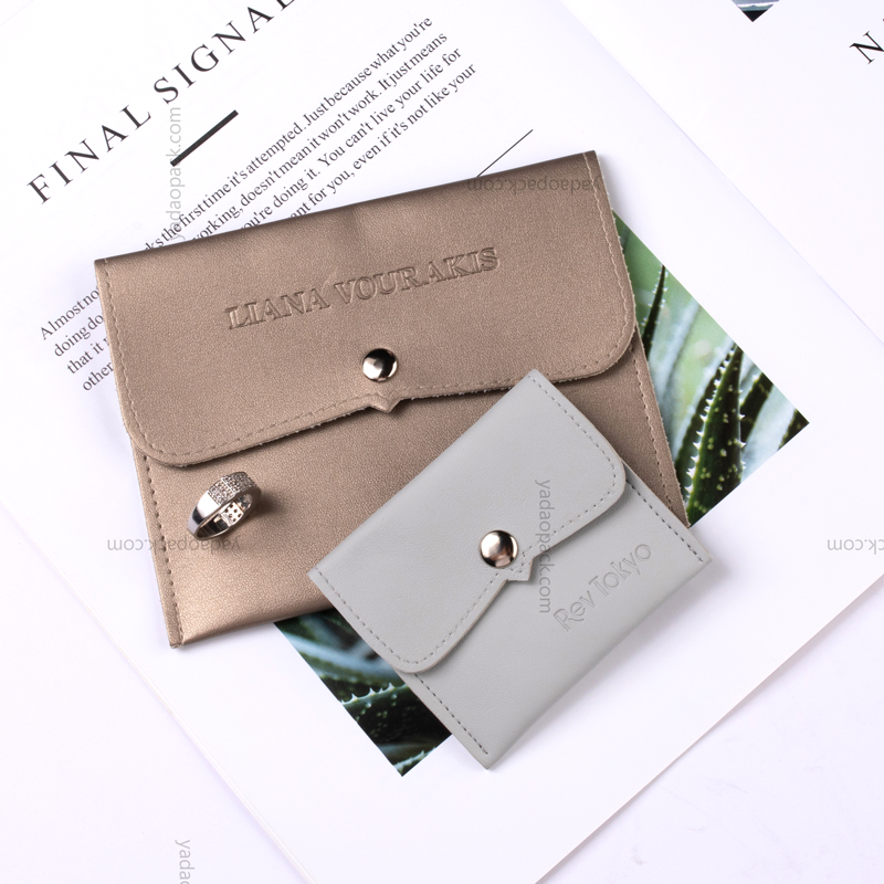 personalizar bolsa de embalagem de joias bolsa de couro pu bolsa de design de encaixe de joias com logotipo gravado
