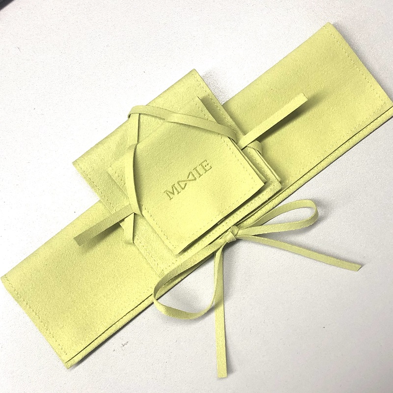 personalizza il sacchetto di imballaggio del regalo del sacchetto del sacchetto di disegno della stringa del sacchetto di microfibra di colore giallo verde