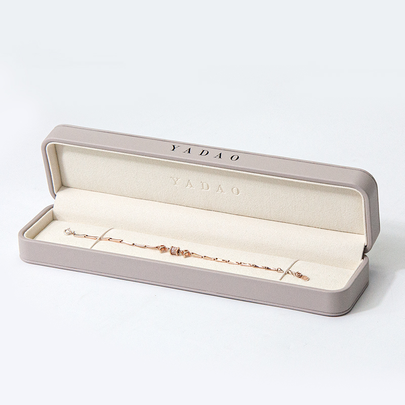 elegant plastic jewelry packaging box pu leather bracelet box gift box stitching lid 