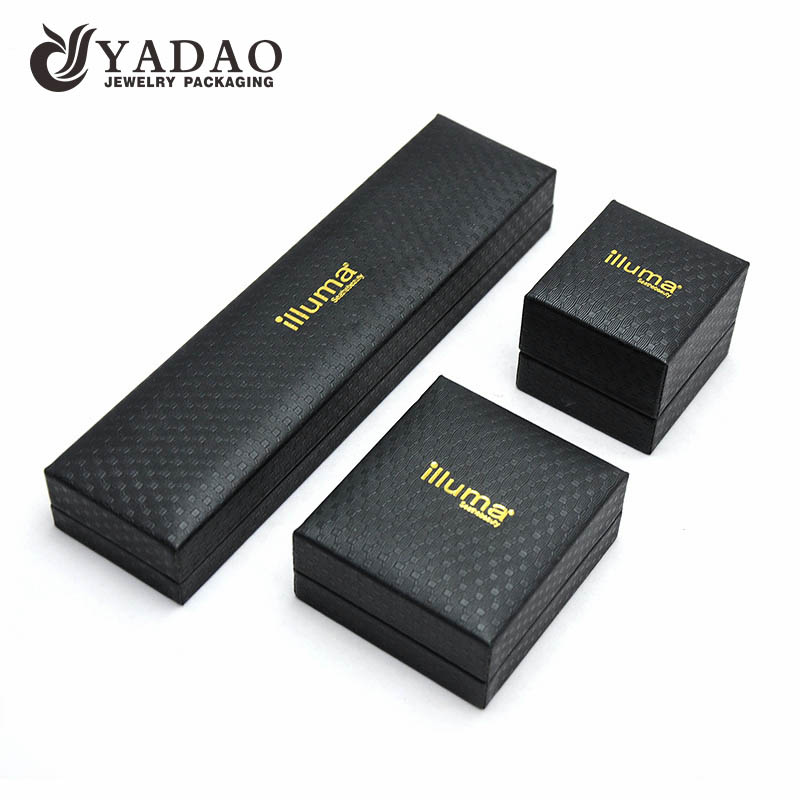 good quality luxury customize material color  with logo printing thick plastic jewelry box for sale