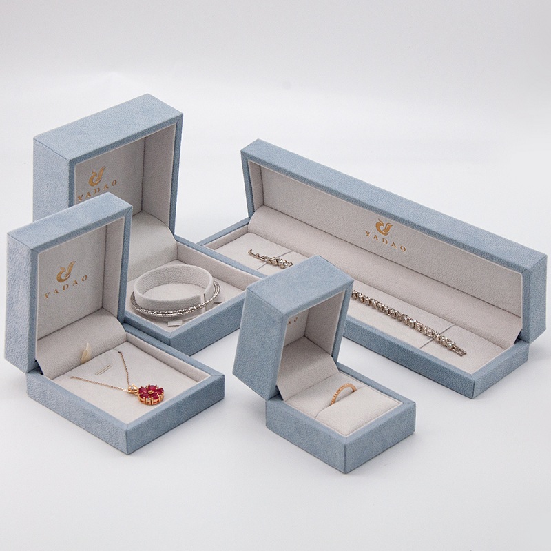 Granulare Samt Plastik Schmuckschachtel Dicke Rahmen Schmuck Verpackungsbox Set Ring Ohrringe Armreifen Armband Box