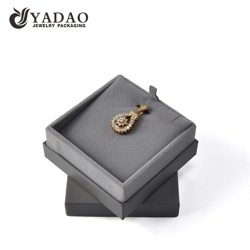 grey paper pendant necklace box with gold logo and customized design