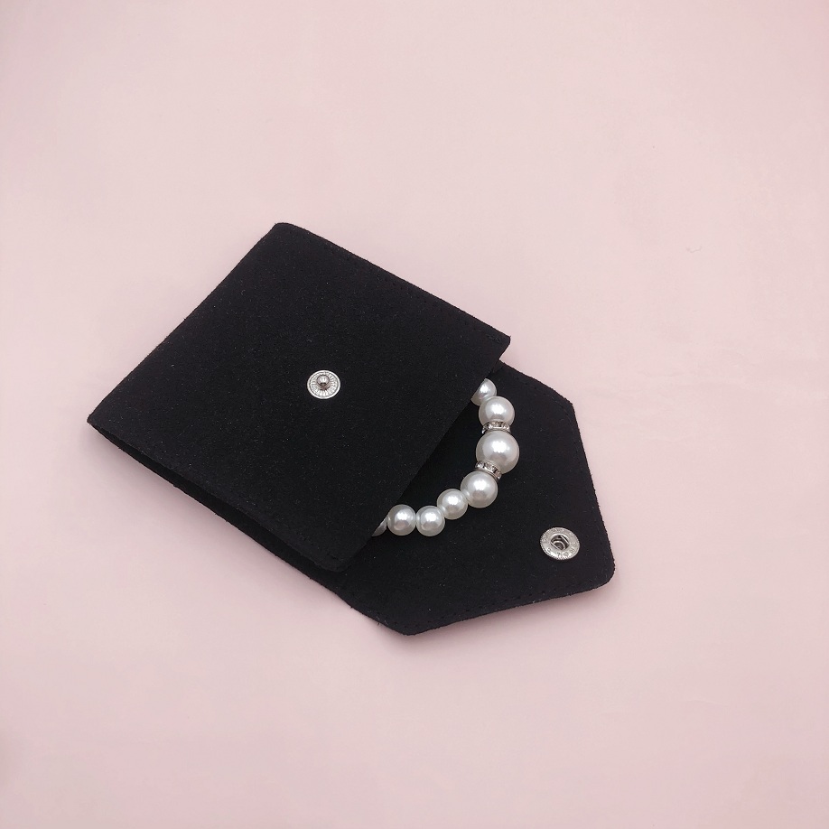 Bolsa de joyería hecha a mano de color negro yadao bolsa de embalaje de microfibra bolsa de regalo a presión