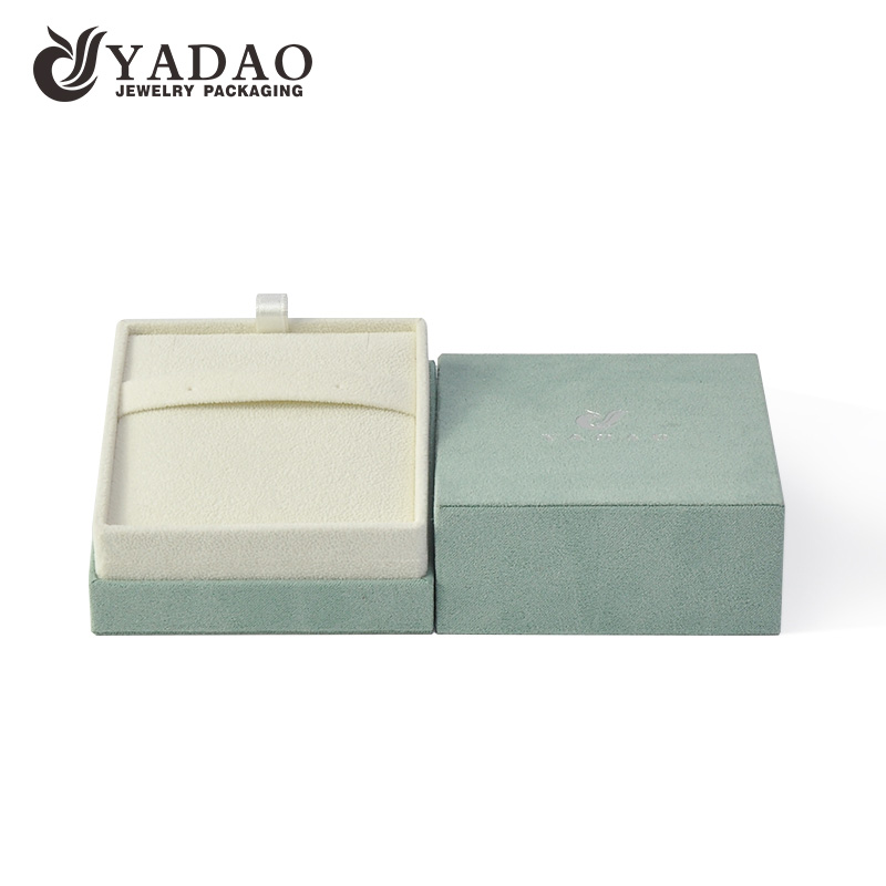 high end paper jewelry box cardboard packaging pendant box earring box suede cover 