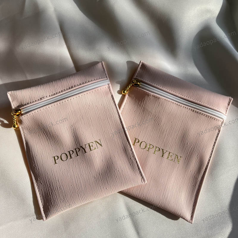 กระเป๋าเครื่องประดับหนัง PU สีชมพูคุณภาพสูงกระเป๋าซิปกระเป๋าถุงของขวัญบรรจุภัณฑ์กระเป๋ากระเป๋า
