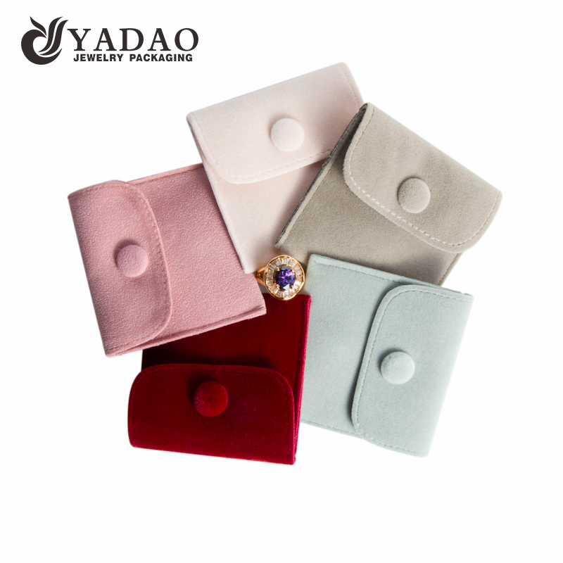 mini bolsa de seda de veludo para o organizador da jóia dos anéis do pendente com botão
