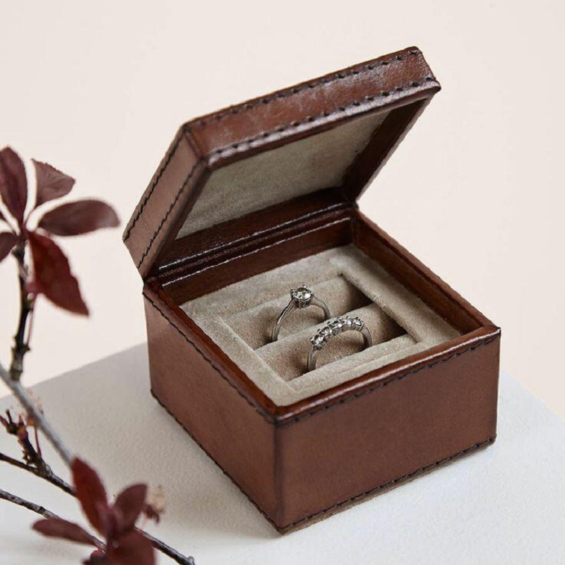 stitching pu leather jewelry box slot ring box jewelry packaging box