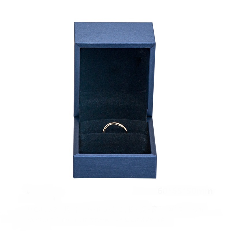 Caja de anillo de plástico de marco grueso caja de empaquetado de joyería Blue PU Joya de cuero