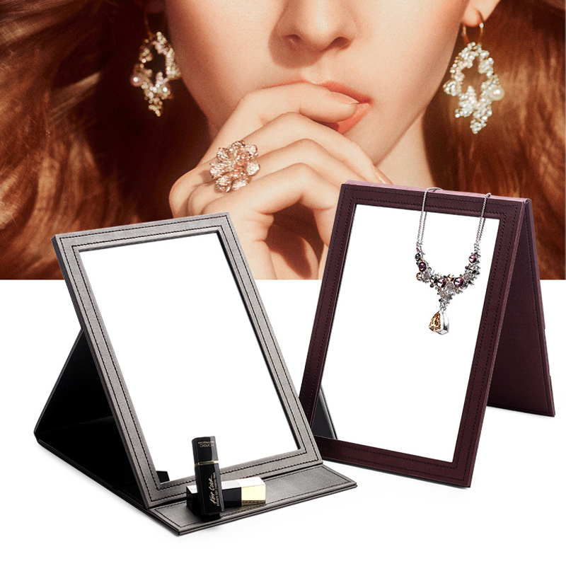Exibição de jóias mais vendida Make Up Up Up Luxury Leather Mirror in Stock
