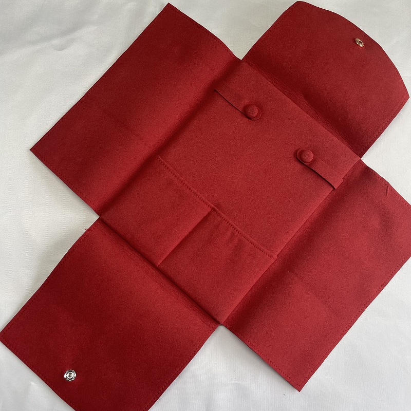 Bolsa de bolsa de viaje Botón Diseño de empaquetado de felpa bolsa de joya de terciopelo bolsita con ala lateral