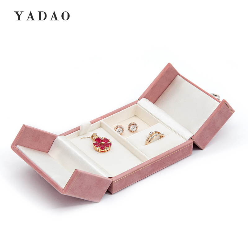 Velvet zakrytý růžový grils gfit balení šperky šperky prsten náhrdelník krabice ručně vyráběná k odeslání malého moq
