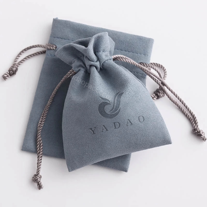 Yadao elegant microfiber pouch for jewelry packaging with drawstring closure and free logo printed