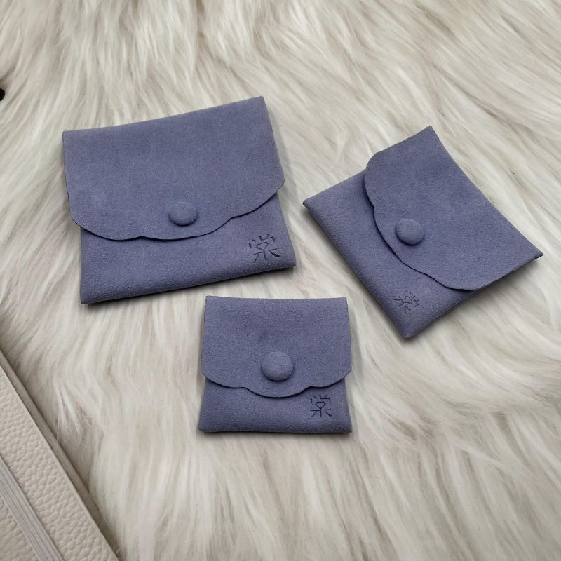 Violet Couleur Microfibre Pouch Sac Bijoux Emballage Pochette Sac Cadeau Snap Pouch Sac