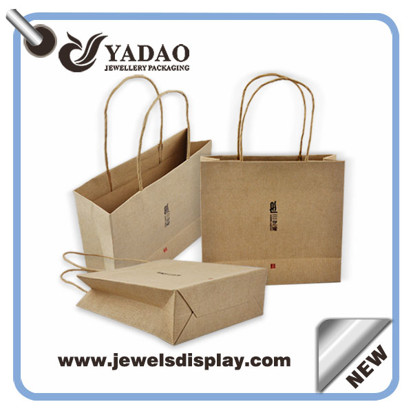 vente en gros design logo customed sacs populaires pour les bijoux cadeau d'emballage papier durable sac à main made in china
