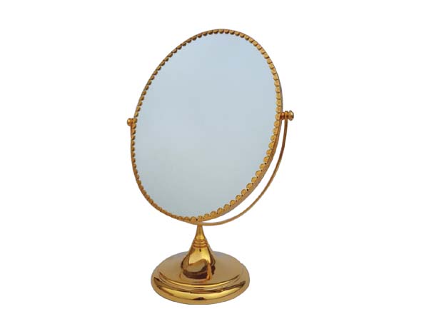 espejo de plata al por mayor de moda o de oro o de bronce de pie para tocador o joyería