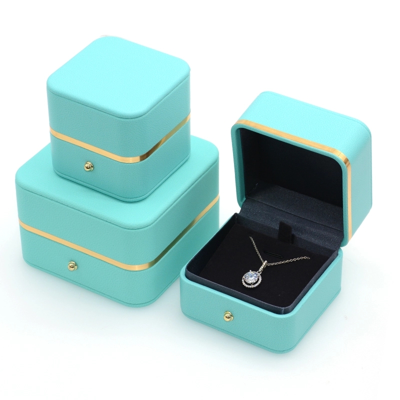 Yadao Luxe Green Pu En Cuir Boîte à bijoux Bague Collier Boîte-cadeau Jewlery Emballage