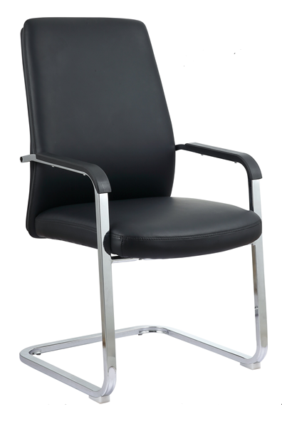 Newcity 901C Popular Unique Appearance Beautiful Design Visitor Leather Chair Office Furniture Custom Visitor Leather Chair Executive Meeting Metal Chrome Legs Leather Chair Supplier Foshan China