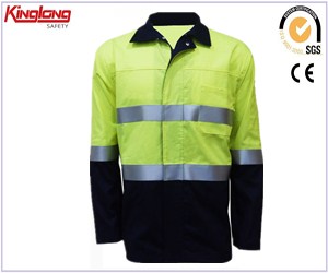 100% Cotton Reflective Safety Jacket,Long Sleeves Color Combination Jacket