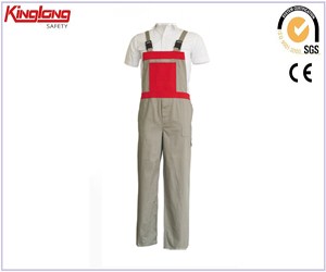 65%poly35%cotton fabric  black reinforcement  bibpant, durable and functional beige bibpant