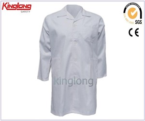 Bleach White Color Lab Coat,65%Polyester 35%Cotton Fabric Anti-Wrinkle Doctor Uniform