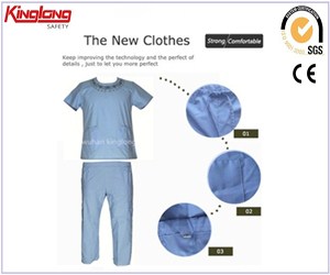 Blue professional style poly cotton hospital uniforms,High quality unisex nurse scrubs for sale