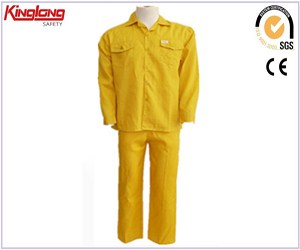 Bright color mens workwear shirts and pants,High quality yellow new design working suits