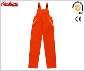 Pánské kombinézy s náprsenkou z jasně oranžové bavlněné tkaniny, žhavé kalhoty s náprsenkou z Číny