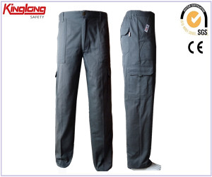Cargo Work kalhoty, kepru Pánské šedé Cargo pracovní kalhoty, 100% bavlněného kepru Pánské šedé Cargo pracovní kalhoty