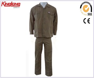 Chest pockets cotton fabric shirt and pants suit,Simple style working suit  china manufacturer
