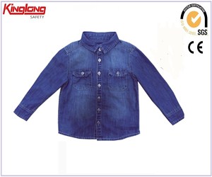 Child dragen van hoge kwaliteit soort katoen knoopoverhemd, Denim overhemd top china fabrikant