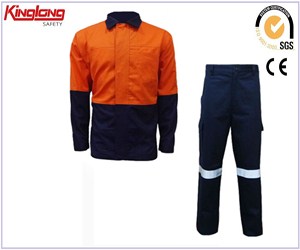 Uniforme de trabalho de segurança de fábrica na China, calças e jaqueta de trabalho refletivas de alta visibilidade