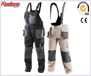 China Wholesale Polycotton Bib Pants,Work Bib Trousers with Multipocket