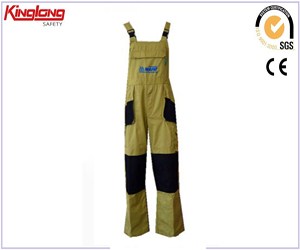 China manafacturer polycotton fabric popular coverall, adjustable straps beige coverall uniform