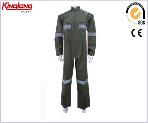 China  wholesale fashionable new design coverall, reflective tapes 65%poly 35%cotton fabric blue coverall