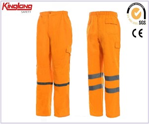 Calças de trabalho masculinas coloridas para venda, roupas de tecido confortável de cor laranja brilhante
