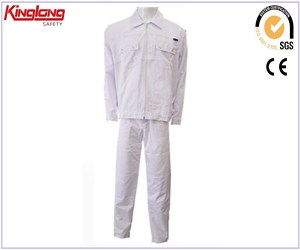 Comfortabele werkpakken van katoen in witte kleur, fabrikant van werkkleding voor jassen en broeken in China