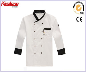 Custom factory Price Mens Long Sleeve White Collar Chef Jacket /chef coat wholesale